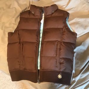 Brown puffer vest, small, brown, Aeropostale